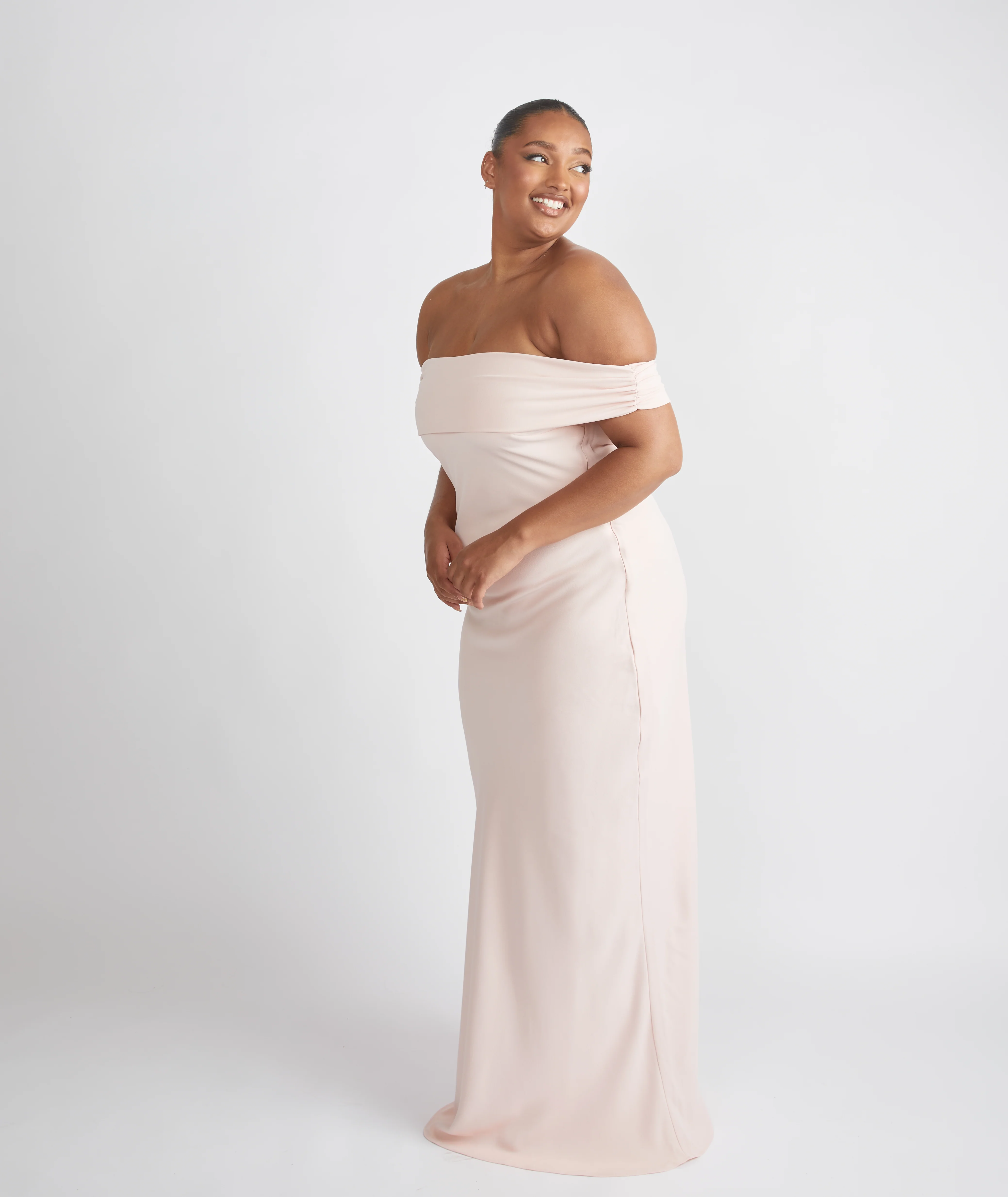 Bardot Crepe Bridesmaid Dress - Blush - Image 2