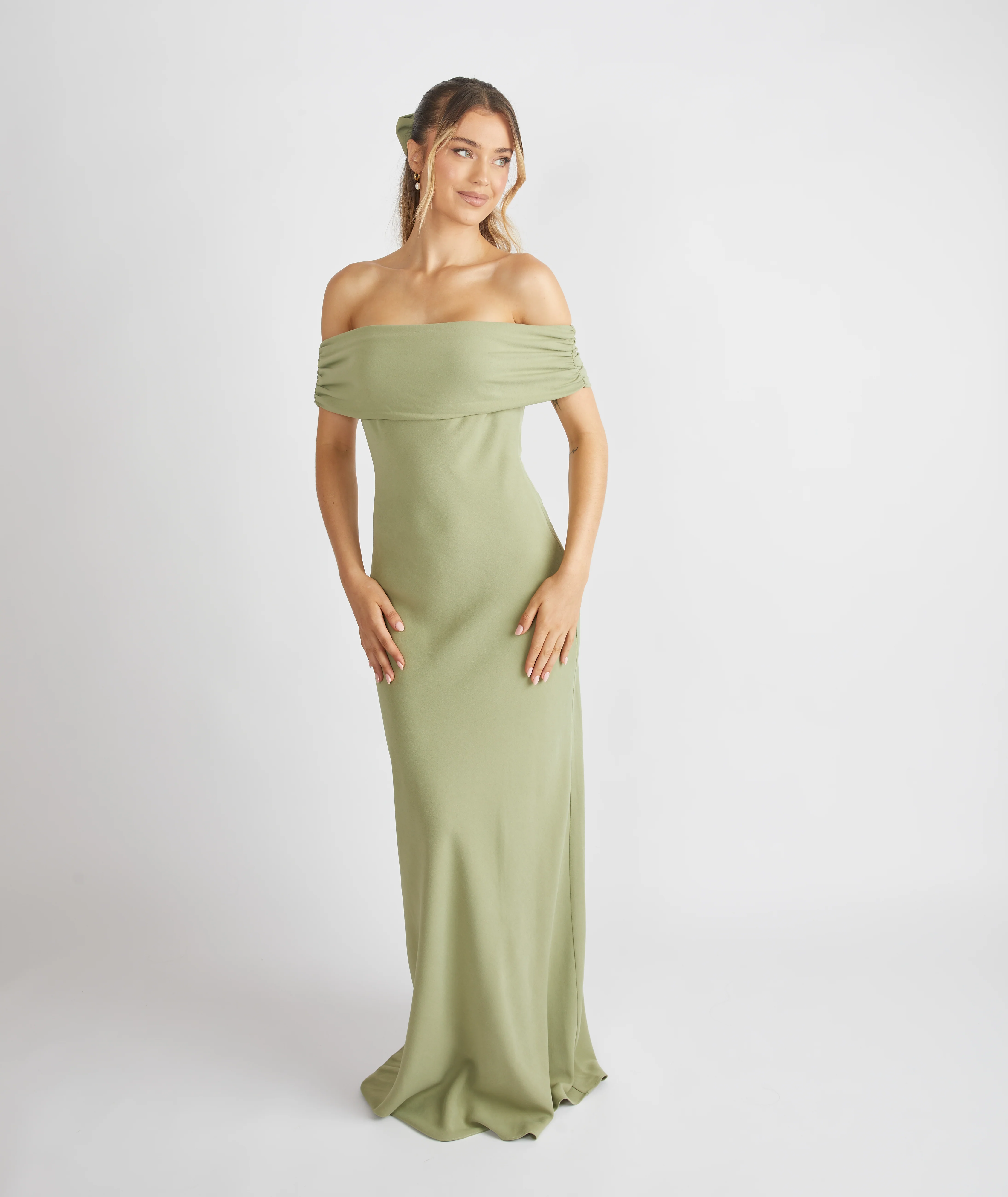 Bardot Crepe Bridesmaid Dress - Sage