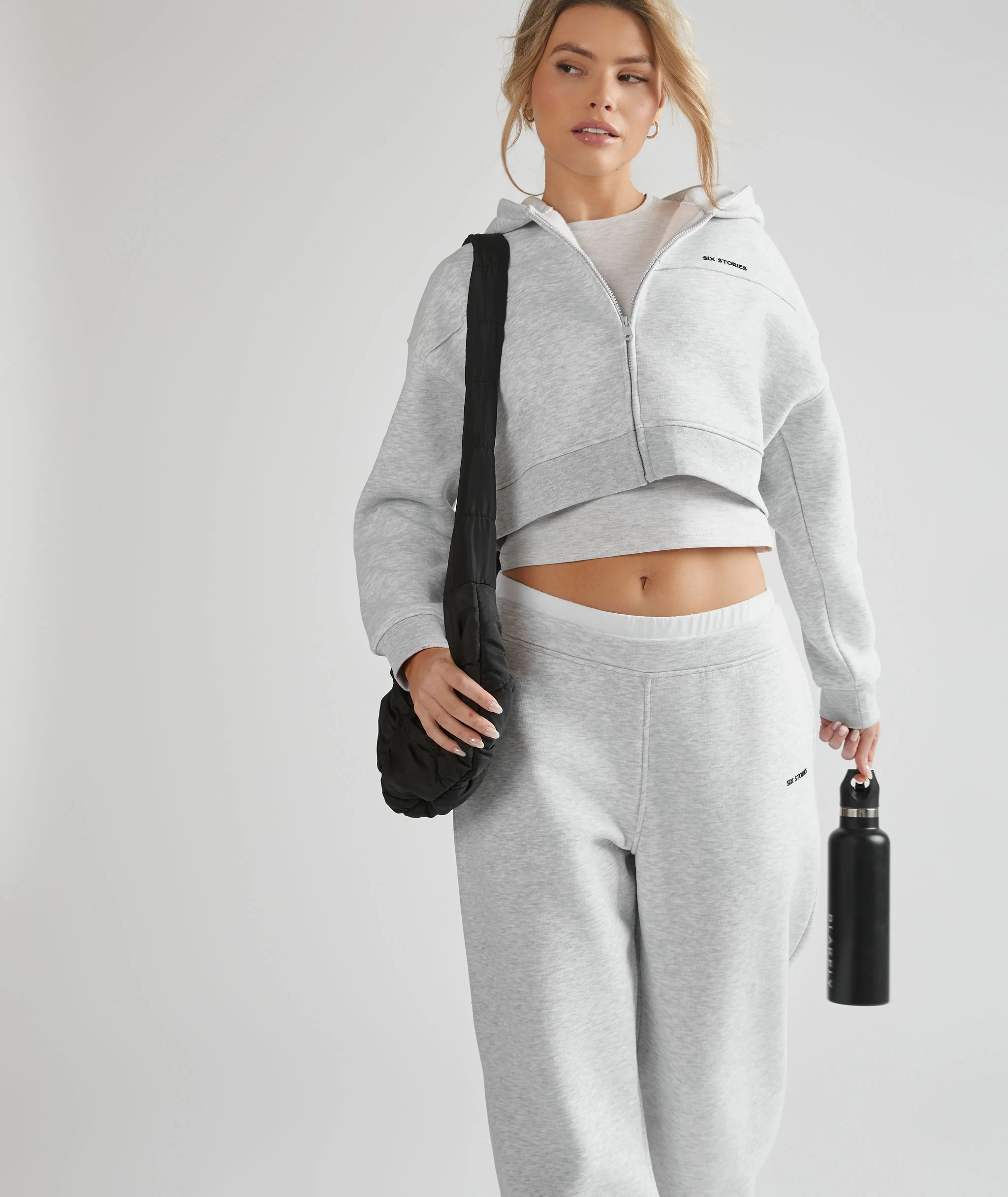 Double Waistband Joggers - Grey Marl - Image 2