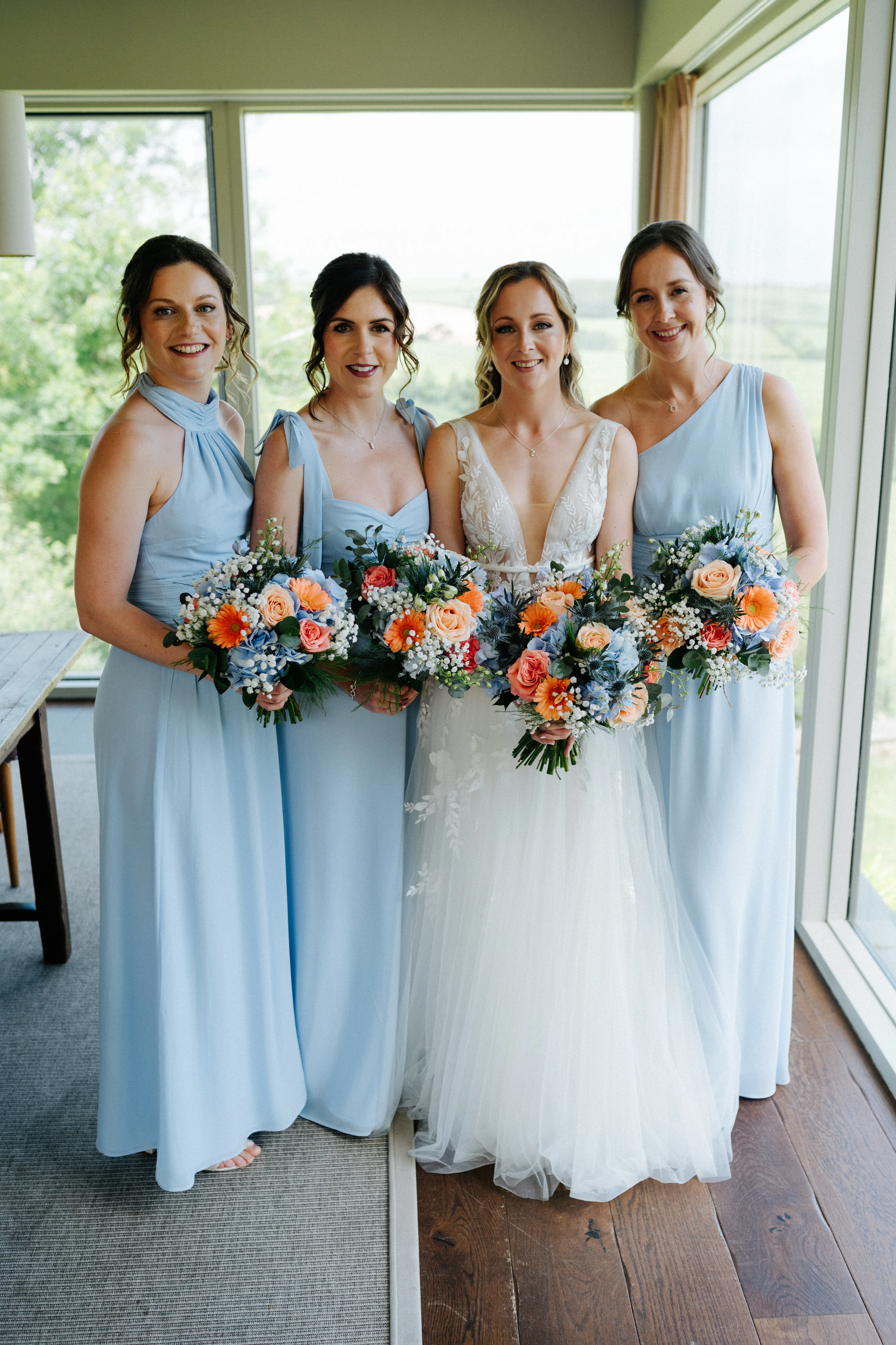 Halter Neck Chiffon Bridesmaid Dress - Cornflower Blue - Image 9