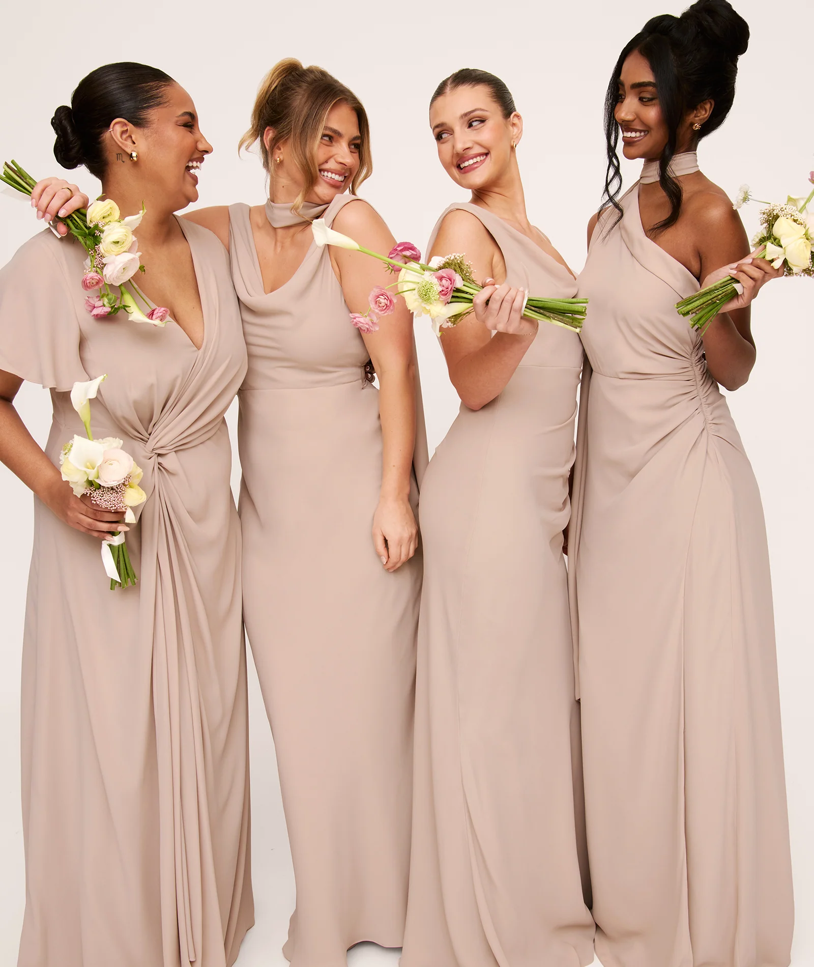 Knot Detail Chiffon Bridesmaid Dress - Taupe - Image 2