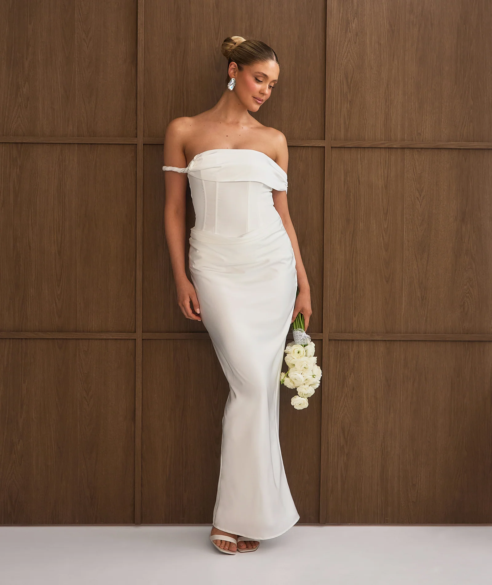 Petite Twist Strap Corset Maxi Dress - White - Image 4