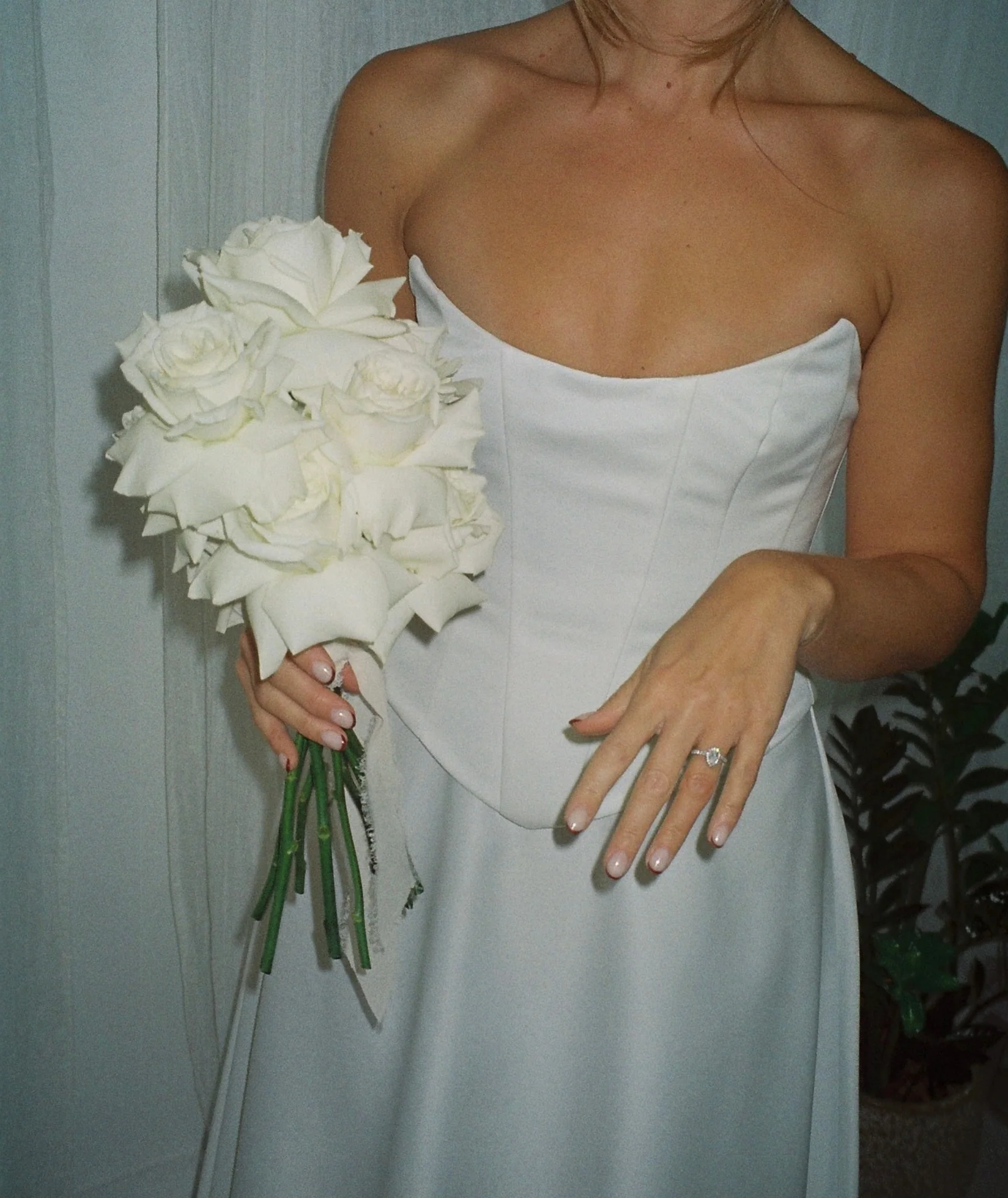 Satin Corset Midi Dress - Ivory - Image 2