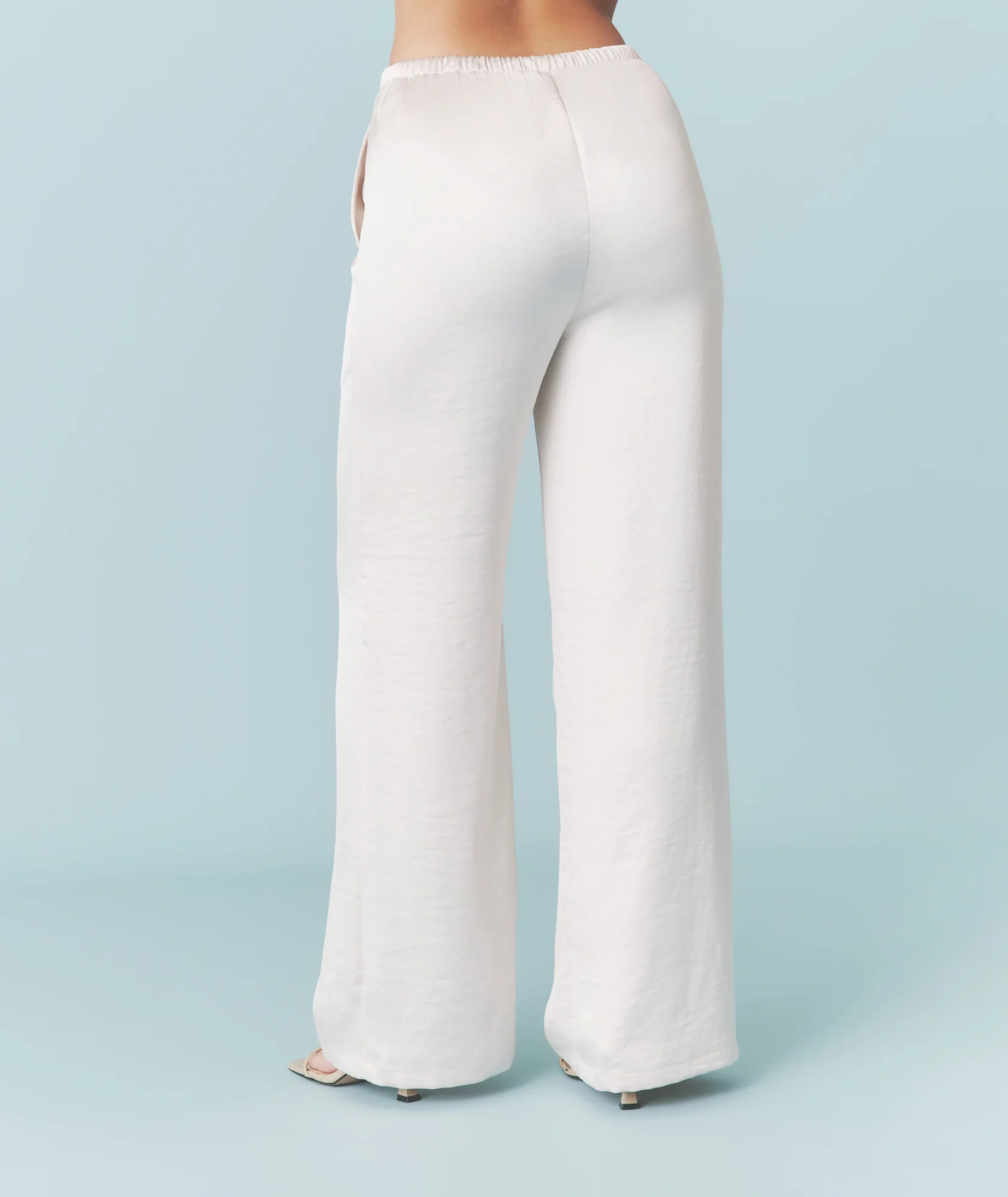 Satin Tie Waist Pants - Oyster - Image 5