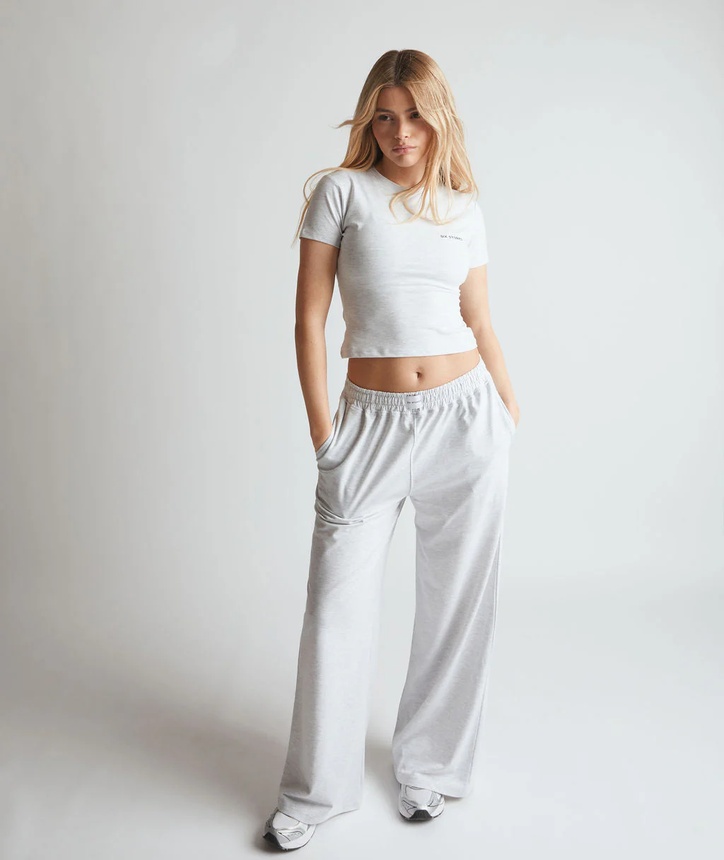 Soft Wide Leg Lounge Pants - Grey Marl - Image 4