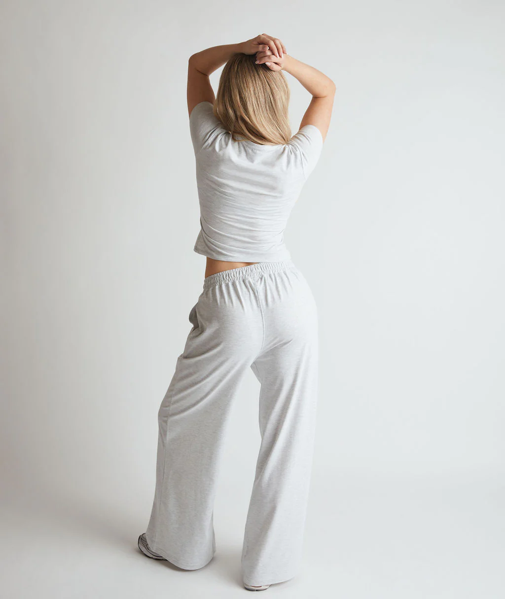 Soft Wide Leg Lounge Pants - Grey Marl - Image 5